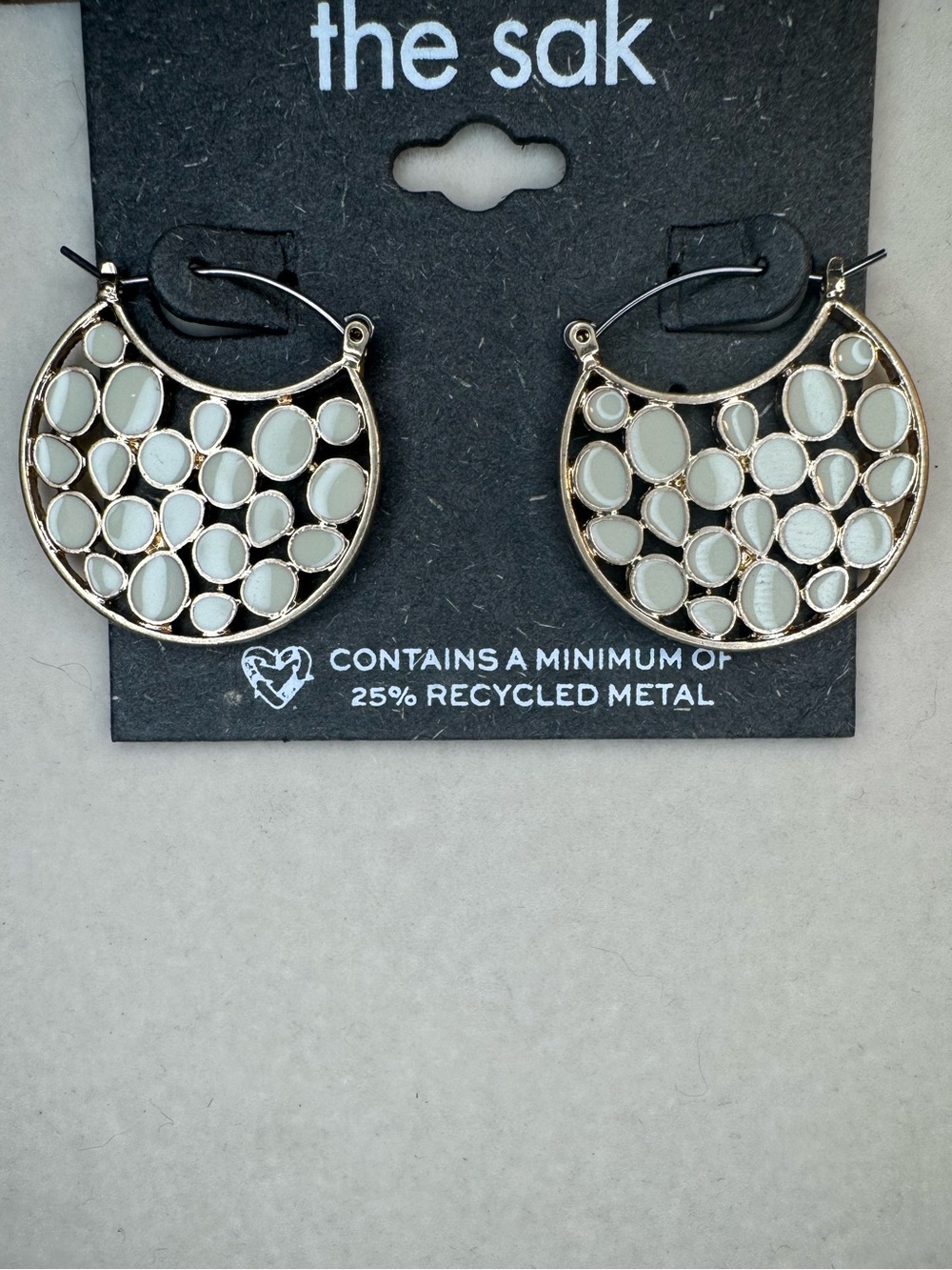 New The Sak Gold Hoop Earrings with Ivory Accents